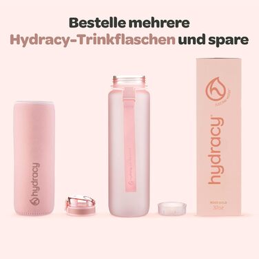Пляшка для води Hydracy 1 л з фруктовим вставкою, BPA-free, з мітками часу, герметична спортивна пляшка без конденсату для спорту та активного відпочинку