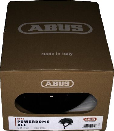 Велосипедний шолом ABUS PowerDome ACE зелений, з вентиляцією, для дорослих, розмір L (57-61 см), виробництво Італія
