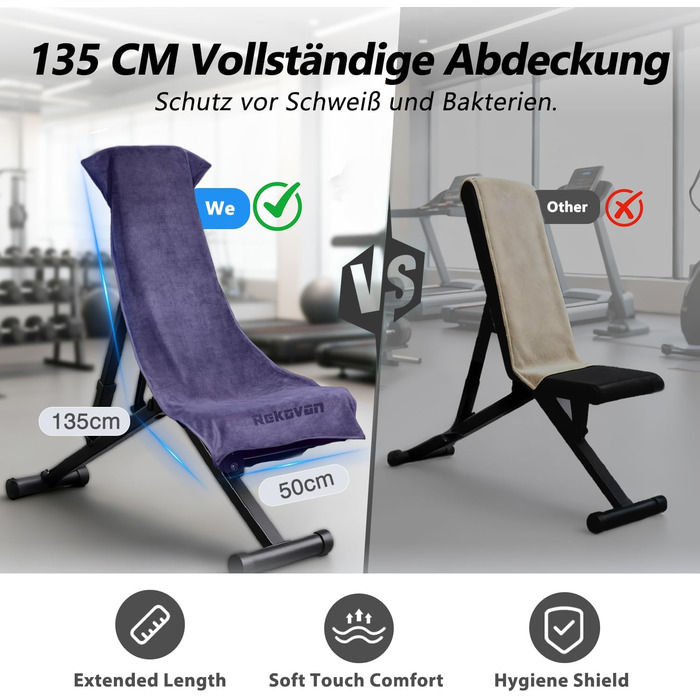 Набір рушників для фітнесу - великий 135×50 см з кишенею на блискавці & спортивний рушник 100×30 см - з високоякісної мікрофібри, швидковисихаючий та м'який - з мішком для зберігання - для спортзалу, тренувань, йоги, фітнесу. Глибокий фіолетовий колір