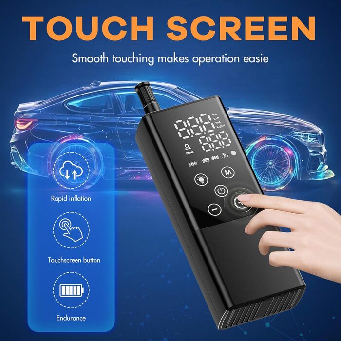 Портативний електричний насос HDeye GP2 4000mAh для авто та велосипедів, чорний