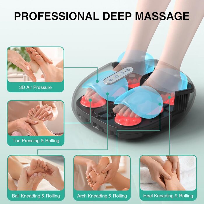 Масажер для ніг Medcursor з підігрівом: глибокий масаж, розслаблення м'язів та зняття втоми. Регулювання інтенсивності для дому та офісу (сірий)