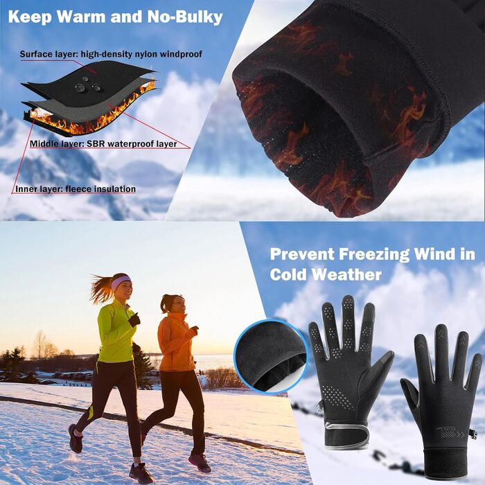 Рукавички сенсорні чоловічі/жіночі для спорту, тепла, зими, бігу, їзди на велосипеді, хайкінгу (чорні)