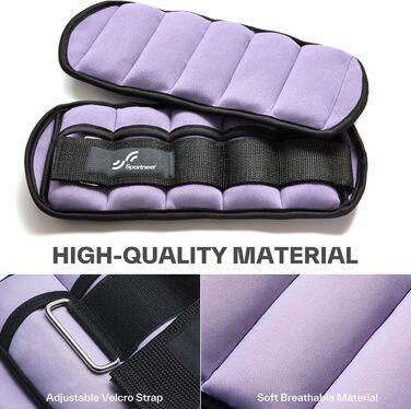 Штанги на щиколотки Sportneer, регульовані, 1 кг - 4.5 кг, для фітнесу, воркауту, ходьби, бігу (світло-фіолетовий)