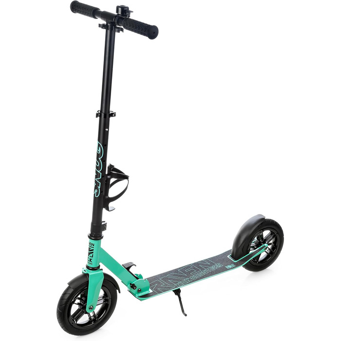 Скутер Raven Roller Cityroller Snug AIR з колесами 200 мм, дзвіночком та тримачем для пляшки (м'ятний)