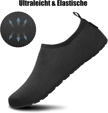 Чоботи для плавання Saguaro: чоловічі та жіночі, легкі, з неопрену, для пляжу, серфінгу, басейну, розмір EU 36-47 (Vanta Schwarz, 46/47 EU)