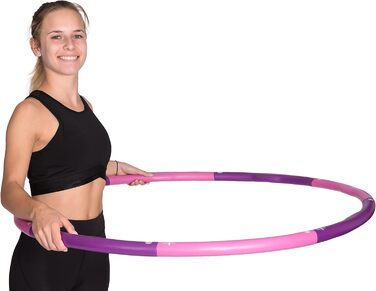 HOOPOMANIA Фітнес хулахуп для дорослих 1,2–2 кг, з пінистим покриттям, для початківців, колір рожевий/фіолетовий