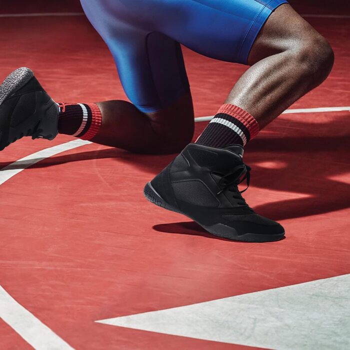 Чоловічі боксерські/боротьняні кросівки ZVC для боротьби, пауерліфтингу та бодібілдингу, 45 EU, чорний колір