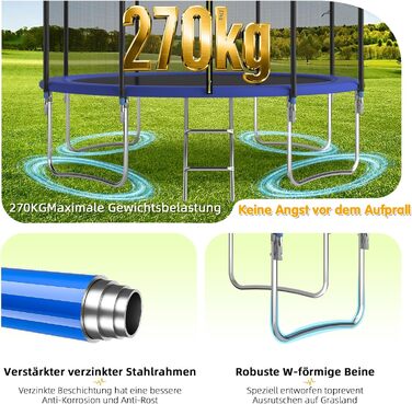 Батут Redkid Outdoor 305/366 см з сіткою, драбиною та баскетбольним кільцем, до 165 кг