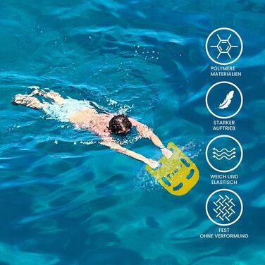 Дошка для плавання FunWater для дітей та дорослих, тренажер для виправлення стилю плавання з пінополіетилену (PE), мультяшний дизайн, 47x37 см, жовто-блакитна