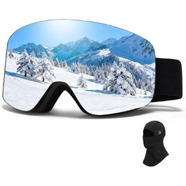 Скі-маска VCOROS OTG для унісекс, YH227: захист від запотівання, UV-фільтр, регульована, срібно-білий колір (VLT13%), з маскою для обличчя