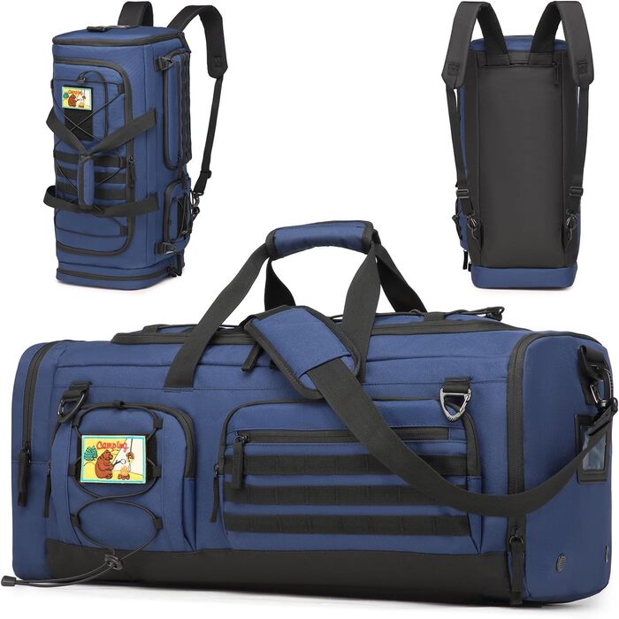 Спортивна сумка 50L для чоловіків 3-в-1 з відділенням для мокрого одягу та взуття, рюкзак, дорожня сумка, валіза ручної поклажі, для тренувань, спортзалу, плавання, подорожей (Блакитна)