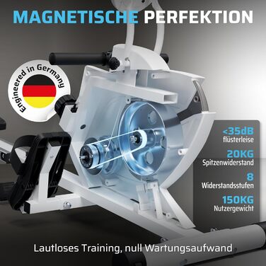 Гребний тренажер SportPlus для дому, складаний, з тихою магнітною системою опору, комп'ютер для тренувань, фітнес-обладнання для дому, Indoor гребний тренажер, сумісний з додатками