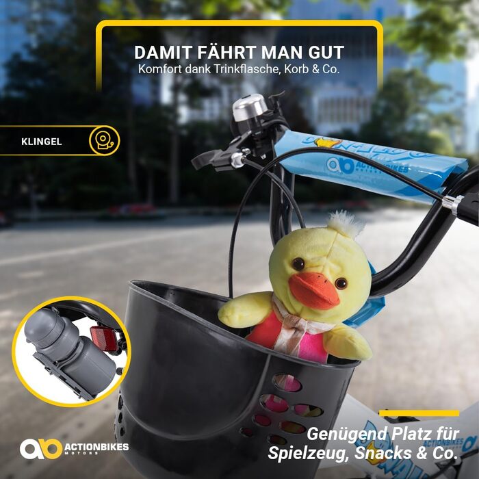Дитячий велосипед Actionbikes 12/16/20 дюймів, V-Brake, для хлопчиків і дівчаток, з крилами, від 2 до 9 років
