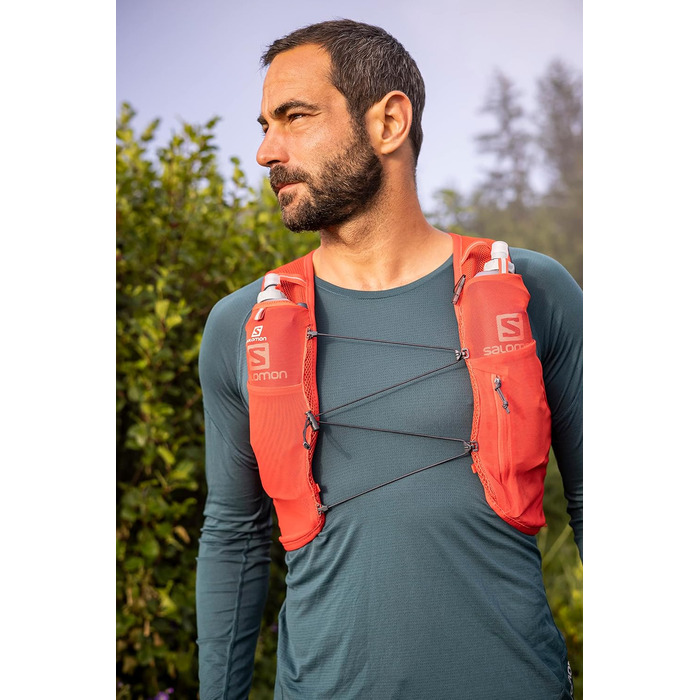 Гідраційний жилет SALOMON ADV Hydra Vest 8 для бігу та хайкінгу, унісекс, комфорт та стабільність, швидкий доступ до води, червоний, розмір L