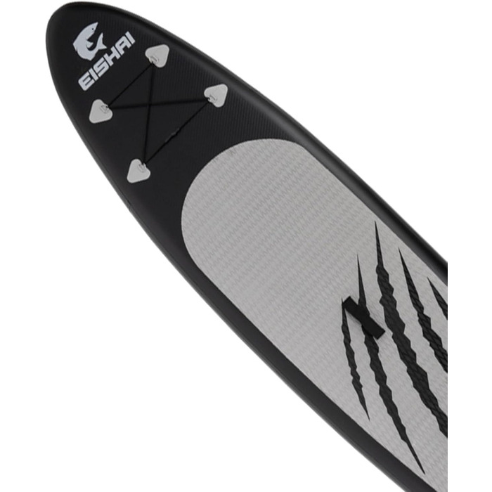 Надувна SUP-дошка EISHAI Sharkbite, комплект 7-в-1, з веслом, ременем безпеки, насосом, ремкомплектом, для жінок і чоловіків, навантаження до 130 кг, компактна, чорна