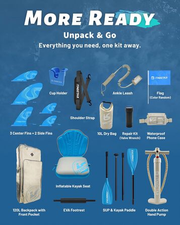 SUP-дошка iTAOSTAR Adventure 365x88/99 см з сидінням, надувний сапборд для підлітків/дорослих, 5 фінів, преміум комплект