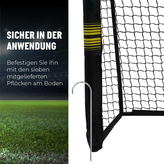 Футбольні ворота Umbro 300x200x120 см, металеві, чорні/жовті, для саду, дітей і дорослих, для тренувань, для вулиці та приміщення