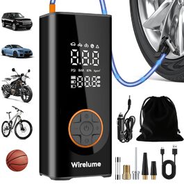 Бездротова електрична повітряна помпа 150 PSI, 6000mAh, компресор для велосипедів, мініатюрна портативна помпа з LED-ліхтариком та автостопом, перезаряджувана помпа для авто, DC 12V