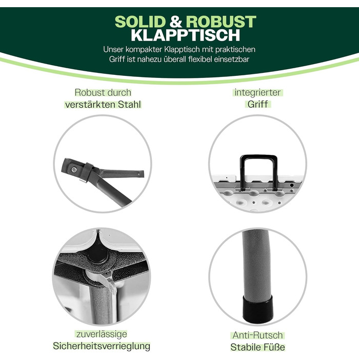 Складаний туристичний стіл Blumixx 180x74x74 - Легкий, стійкий, для кемпінгу, саду, балкону, фестивалів та відпочинку на природі.