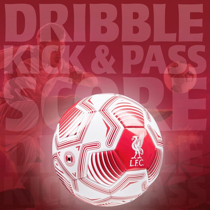 М'яч для футболу Liverpool FC, офіційний ліцензований м'яч, розмір 3, 4 або 5 - подарунок для фанатів, білий/червоний