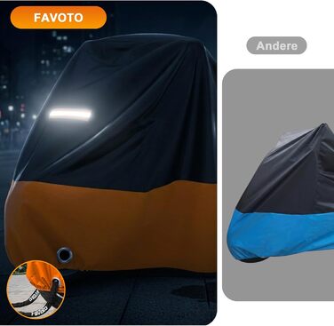 Водонепроникний чохол для мотоцикла та скутера Favoto 210T XXL (245x105x125 см), зимовий, захист від UV, пилу та вітру, чорно-помаранчевий
