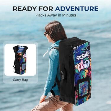 Надувна SUP-дошка SereneLife з аксесуарами, антиковзка, для дітей і дорослих, комплект із насосом, веслом, сумкою, чорна