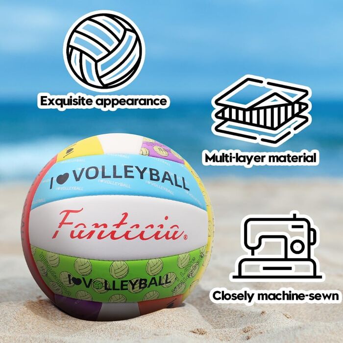 Волейбольний м'яч Fantecia, розмір 5, з насосом. Водонепроникний м'яч для пляжного волейболу, для гри в приміщенні та на вулиці, багато кольорів