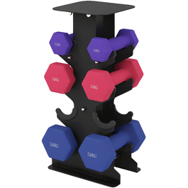 Набір гантелей 3 пари, короткі гантелі з підставкою для зберігання, неслизькі ручки, 1-5 кг, шестигранні
