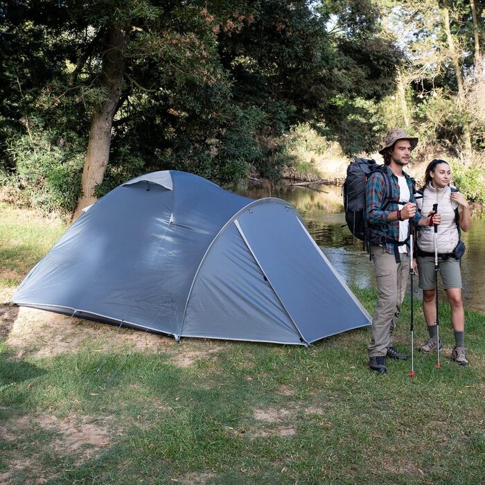 Намет Naturehike для кемпінгу: сімейний намет на 3-4 особи, 3-4 сезонний, для кемпінгу та піших прогулянок, блакитний