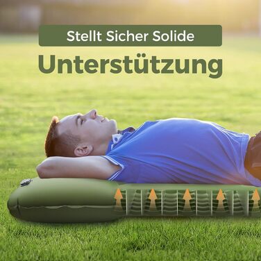 Каремат туристичний самонадувний Ciskotu, 12 см, з насосом, Ultraleicht, зелений