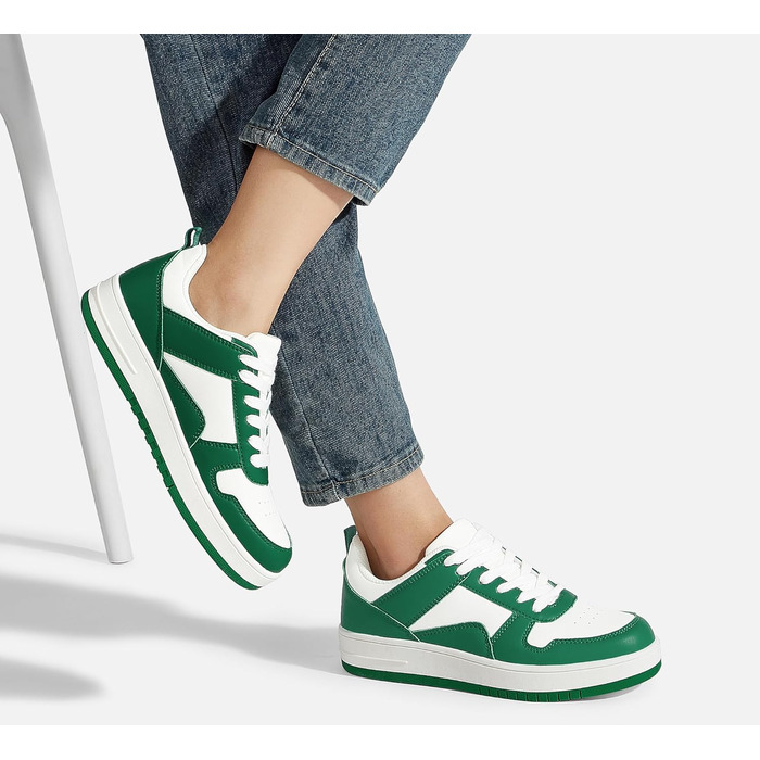 Жіночі кеди LUCKY STEP з блискучими стразами, шкіряні низькі кеди на шнурівках, зручні для прогулянок (40 EU, зелено-білі)