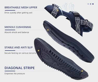 Чоловічі сандалії ONCAI Wandersandalen: сітка, літо, пляж, водний спорт, трекінг, регульовані ремінці (49 EU, блакитний)