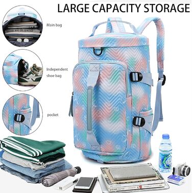 Спортивна сумка AUNGKWANG для дівчаток, водонепроникна, з відділенням для взуття та мокрих речей (Рожева/Блакитна)