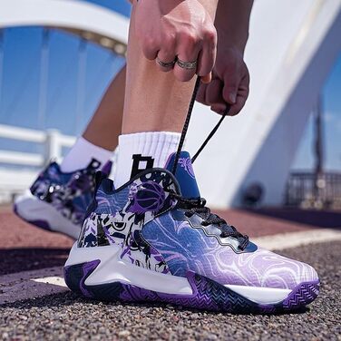 Баскетбольні кросівки для чоловіків великих розмірів, високі, дихаючі, з неслизькою підошвою, зносостійкі, для відскоку, стильні, спортивні тренувальні черевики 41 EU фіолетовий