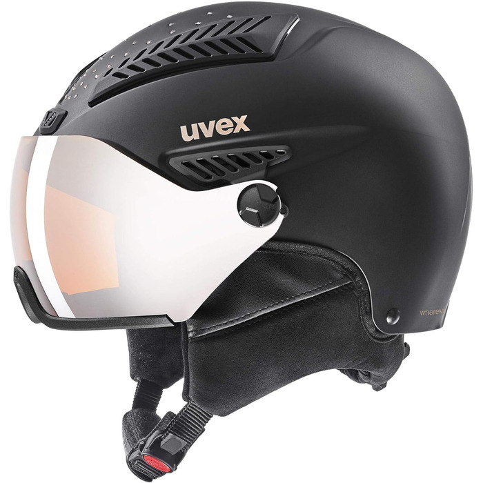 Лижний шолом uvex hlmt 600 visor з візором для жінок і чоловіків, регульований розмір 55-57 см, чорний матовий