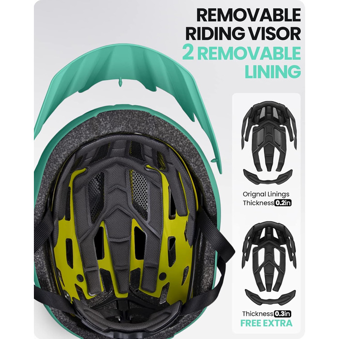 Велошолом OutdoorMaster MIPS, знімні підкладки, вентиляція, для гірського та шосейного велосипеда, для підлітків і дорослих, розмір 59-61 см, м'ятний