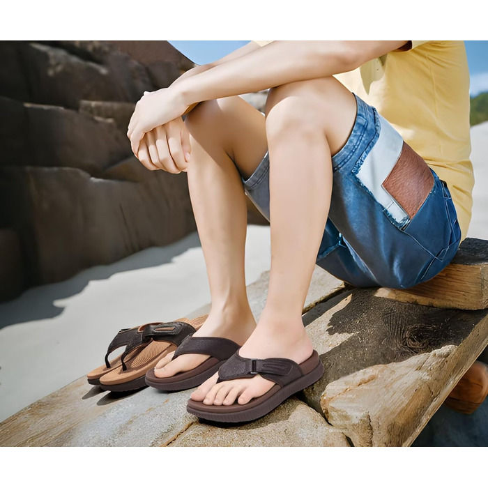 Чоловічі шльопанці KuaiLu для відновлення та ходьби: регульовані ортопедичні шльопанці з товстою підошвою, спортивні, з амортизацією, для чоловіків. Водонепроникні, легкі, м'які, комфортні, з підтримкою склепіння стопи (темно-коричневі, 40 EU)