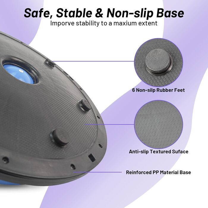 Йога-м'яч Ativafit для балансу та фітнесу 60*18 см, до 300 кг, з помпою та еспандером (блакитний)