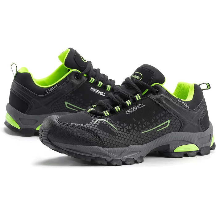 Туфлі для хайкінгу чоловічі та жіночі, водонепроникні, легкі, трекінгові, туристичні, дихаючі, для активного відпочинку, 38-46 EU (43 EU, Чорний/Зелений)