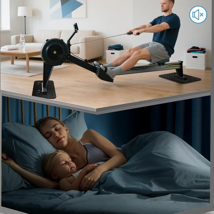 Захисний килимок під фітнес-тренажер та бігову доріжку, шумопоглинаюча підкладка 28x70 см, 6 мм, 2 шт. в комплекті