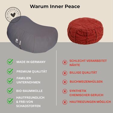 Зразок для медитації Zafu | Йога подушка з еко-дзержинського наповнювача | Подушка для медитації напі月 | Зроблено в Німеччині | Зручна подушка для медитації | Наволочка з 100% органічної бавовни (Антрацит)