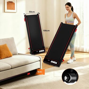 Дорожка для ходьби TODO Walking Pad, компактна бігова доріжка з нахилом для дому та офісу, швидкість 1–6 км/год, чорна