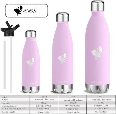 AORIN вакуумна термобутилка для води 350/500/750 мл, BPA-Free, зберігає тепло до 12 годин, холод до 24 годин, для дітей, школи, спорту, велосипеда, фітнесу, преміум-якість