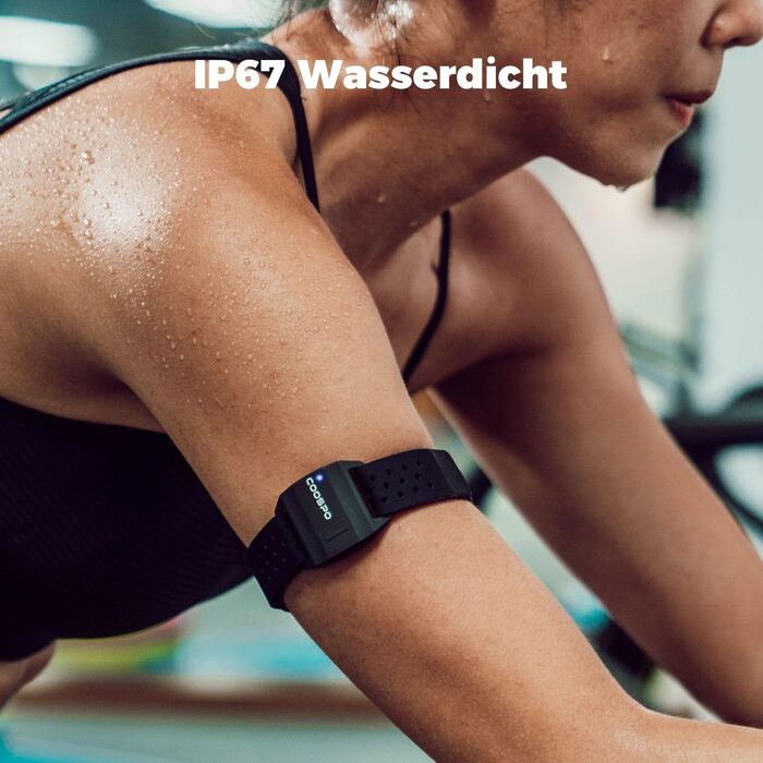 Фітнес-браслет COOSPO з пульсометром: оптичний датчик, Bluetooth 4.0, ANT+, сумісний з iFit, Polar, Strava, Wahoo, Garmin, Peloton, чорний