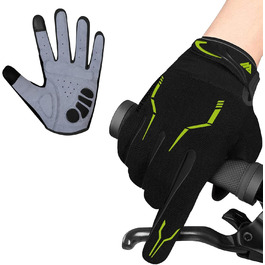 Велосипедні рукавички WestWood Fox WFX з повним пальцем для MTB, шосе та трейлу, сенсорний екран, посилені, антиковзаючі, чорно-неонові, XL для жінок та чоловіків