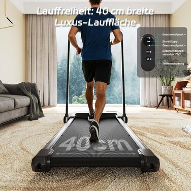 JUMMICO Ходункова доріжка для дому, складана, з робочим столом, ширина доріжки 40 см, швидкість 1-12 км/год, тримач для планшета, з додатком та магнітною пульт дистанційного керування