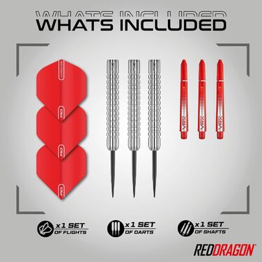 Професійний набір сталевих дартсів RED DRAGON Hell Fire A 24 г, 3 шт. з крилами і стрижнями