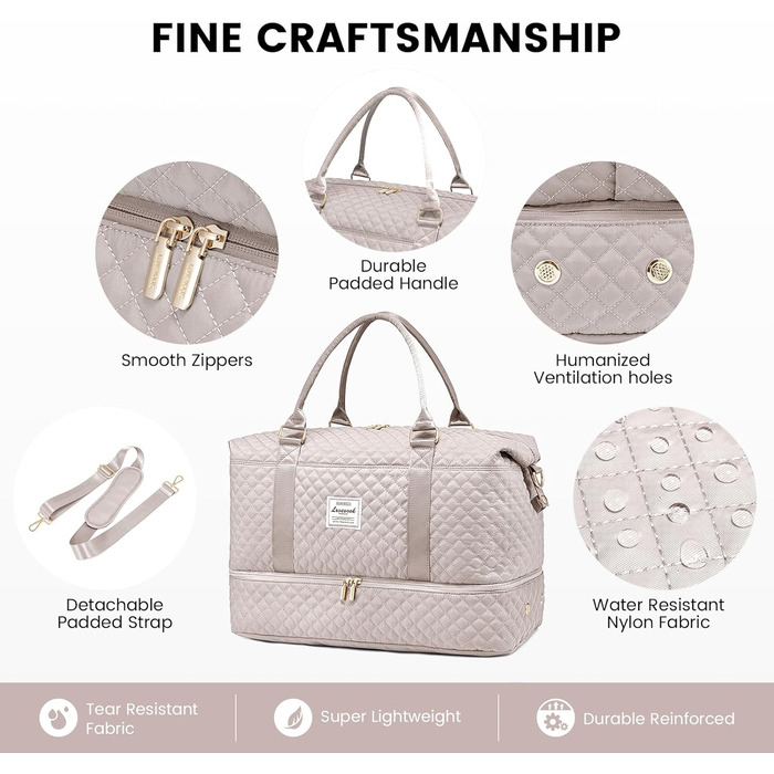 Спортивна сумка LOVEVOOK для жінок з відділенням для взуття та мокрих речей, дорожня сумка-мішок Weekender, косметичка, сумка для пологового будинку, водонепроникна, ручна поклажа для літака, фітнесу (M-2шт, світло-рожевий)