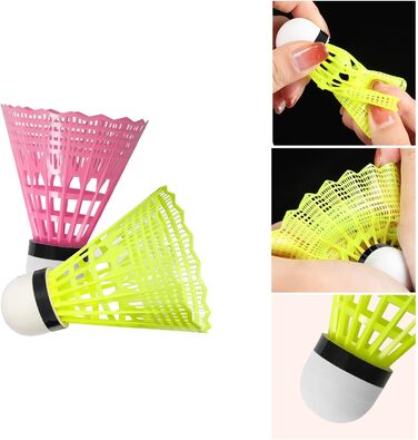 Набір для бадмінтону FYSL 12 шт. Міцні нейлонові волани для гри на відкритому повітрі, тренувань, відпочинку, початківців. Білий+Жовтий+Рожевий