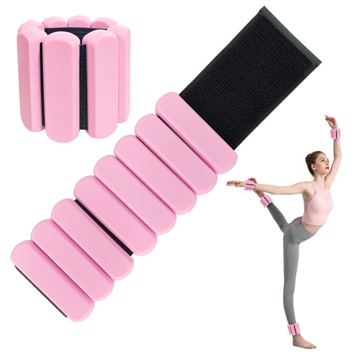 Набір вагів для зап'ястя та щиколоток, 1 кг, регульовані, для йоги, танців, пілатесу, кардіо, аеробіки, ходьби (2 шт.)